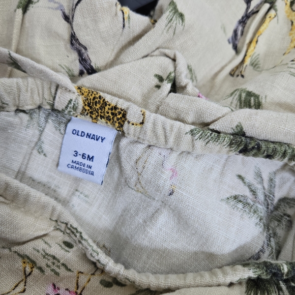 Old Navy Baby Girls Tan Tropical Animal Safari Ruffled One-Shoulder Romper 3-6M - Picture 3 of 9